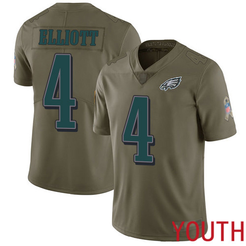 Youth Philadelphia Eagles #4 Jake Elliott Limited Olive 2017 Salute to Service Football NFL Jersey->youth nfl jersey->Youth Jersey